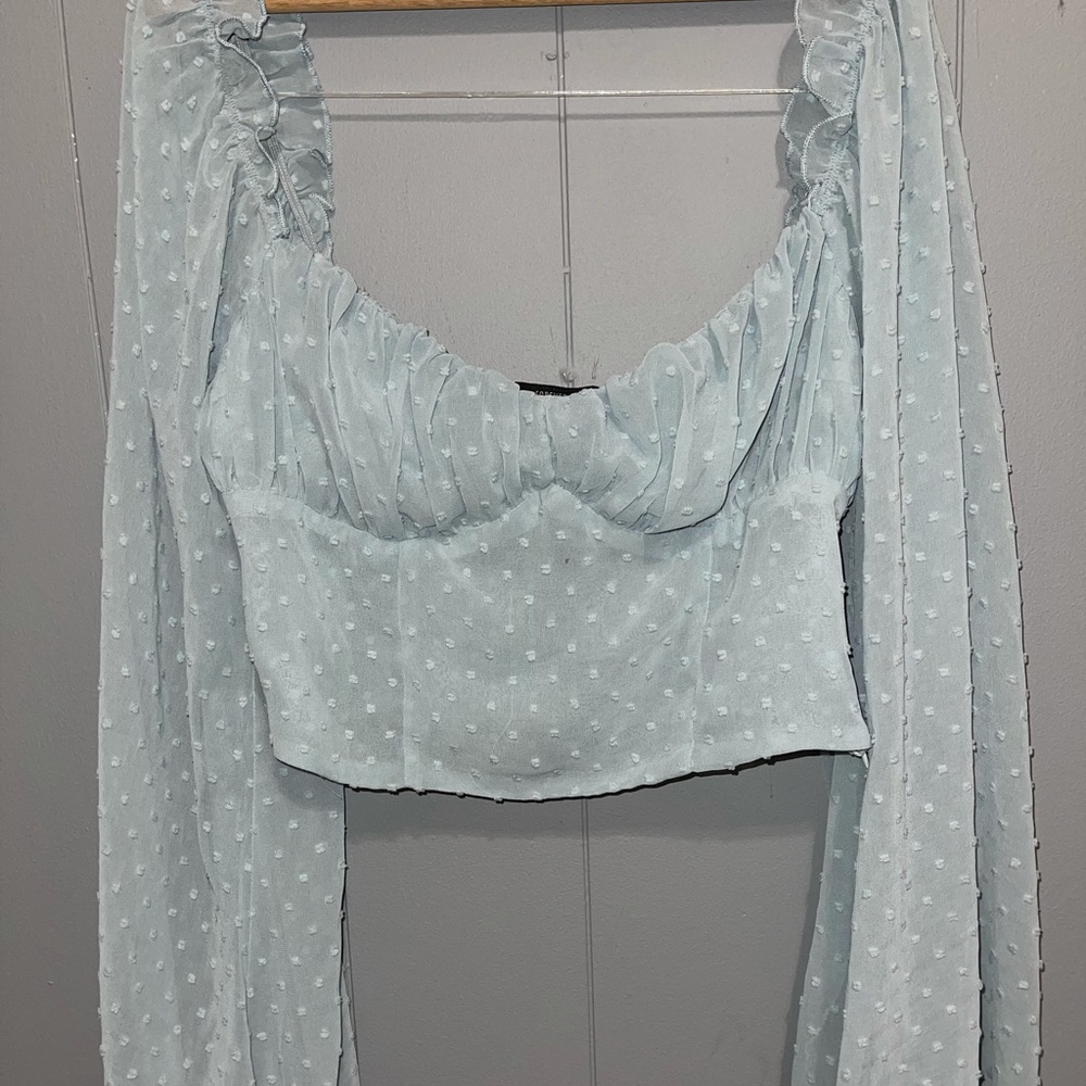 F21 Cropped Puff long Sleeve Top